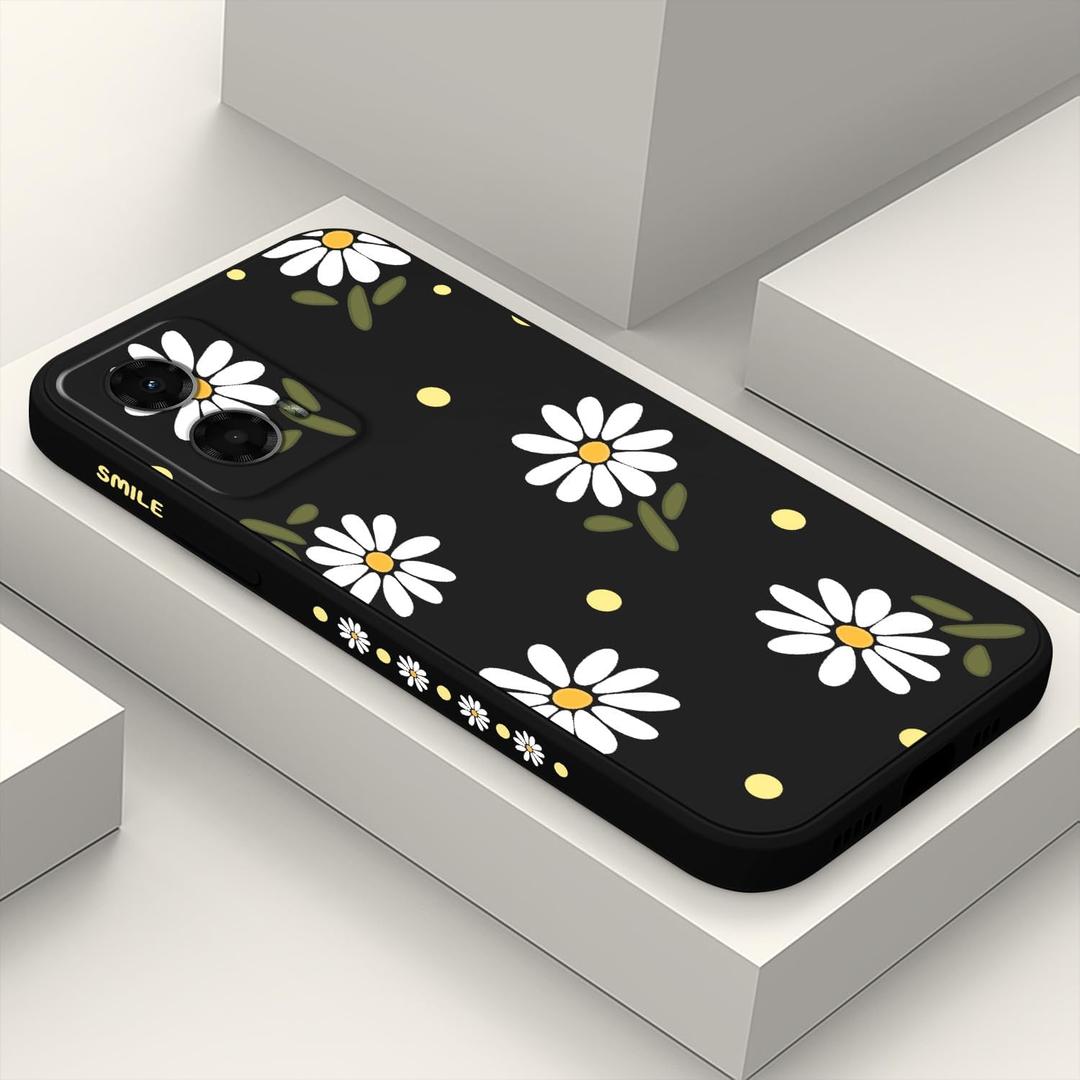 for Motorola Moto G 5G 2024 Case, Flower Pattern Slim Case Soft Silicone Protective for Moto G 5G 2024 Phone Cover, Daisy Black