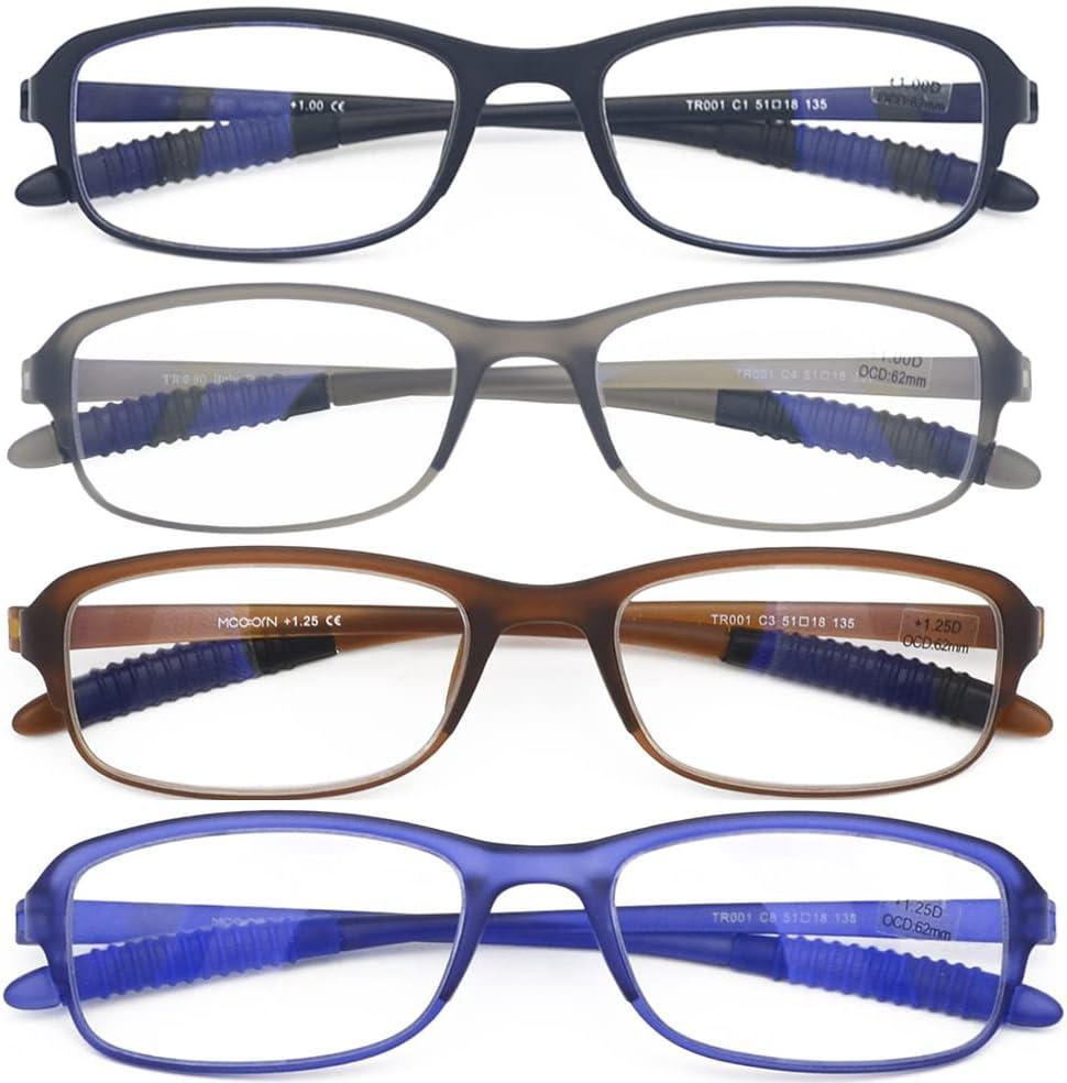 Anti Reflective Coating Reading Glasses(Flexible and Lightweight) Plastic Readers 1.25, Pack of 4