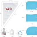 Piping Bags and Tips Set, Cakes Decorating Supplies Kit with 100pcs 12 Inch Pastry Bags, 16 Piping Tips, 3 Cake Scraper, 2 Couplers, 2 Bag Ties, Simple and Convenient Baking Supplies Set