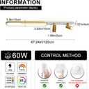 47.2inch Modern LED Ceiling Light 60w Gold Linear Ceiling Lights | With 2 Spotlights With Remote Control Adjustable Light 3000K/4500k/6000K for Living room Kitchens Bedroom Dining rooms Office