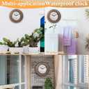 12 Inch Indoor/Outdoor Waterproof Wall Clock with Thermometer & Humidity, Silent Non-ticking Quartz Clock for Courtyard Kitichen Living Room Bathroom Balcony Greenhouse Garden Pool Patio (brown)