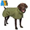 Tuff Pupper Waterproof Dog Raincoat | Full-Body Windproof Rain Jacket for Dogs | Reflective Strips | Breathable Mesh Lining | Adjustable Fit | Leash Port (Green, XL) (60-80 lbs)