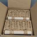 CubesLand Bathroom Basket Organizer, Toilet Tank Paper Storage Baskets 2-Pack, Scalloped Decorative Basket for Countertop w/Handle, Wicker Basket for Bathroom Decor, Home Decor, Living Room, Neutral