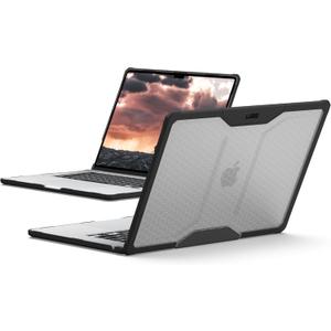 URBAN ARMOR GEAR UAG Designed for MacBook Air 15" Case 2023-2025 M2/M3/M4 (A3241 A3114 A2941) - Translucent Clear Rugged Tactile Grip Laptop Protective Cover, Plyo Ice/Black