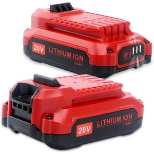 Compatible with Craftsman 20V Battery, CMCB203 3.0Ah 20-Volt Lithium Replacement Battery Compatible with Craftsman V20 Series Cordless Outdoor Tools CMCB202 CMCB201 (2-Pack)