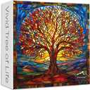 Mosaic Tree of Life Jigsaw Puzzles 1000 Pieces, PICKFORU Colorful Stained Glass Puzzles for Adults, Impossible Hard Plant Art Theme, Challenging for Adults