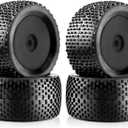 1/8 RC Off Road Racing Truck Tires And Wheels 17mm Hex Rubber Buggy Tyres OD 140mm For 1:8 Scale Monster Truck Car Arrma Typhon 6S Talion 4WD HPI HSP BAZOOKA CAMPER Kyosho TRAXXAS 4PCS (Black)