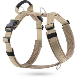 No Pull Dog Harness with Handle, Soft Mesh Padded Adjustable for Small Medium Large Dogs | Reflective Easy Walk Harness with Front Clip for Training, Running & Outdoor (Beige, S)