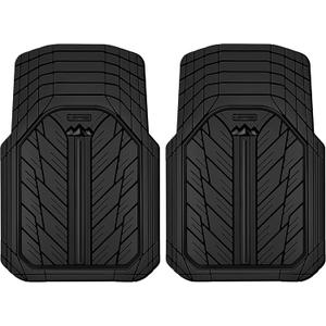 CAR PASS Small DeepDish Floor Mats for Cars, Heavy Duty Rubber Car Mats 2-Piece, Universal Trim-to Fit Automotive Floor Mats Front Only for Truck Van SUV Waterproof All Weather Car Mats (Black)