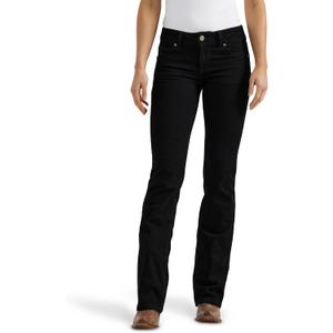 Wrangler Women's Western Mid Rise Stretch Boot Cut Jean (17-32, Black)