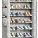 Covered Shoe Rack Tall Metal Shoes Rack Organizer for Entryway Garage Closet Tall Shoe Shelf Shoe Storage Cabinet Free Standing Large Garage Shoes Racks Organizer (23L x 12W)