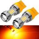 PHINLION 7444 Amber Yellow LED Bulbs, Super Bright 7443 7440NA 7444NA WY21W Blinker Turn Signal Parking Lights, Dual Filaments, Non-polarity, Pack of 2