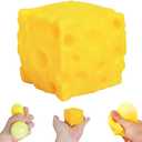2 x Small Mini Cheese Squishy - Tiny Soft Rising Food Squeeze Toys, Stress Relief, Sensory Fidget for Adults Yellow Soft Novelty Cute Party Favors (2 Inch)