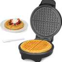 FineMade 7 Inches Round Classic Waffle Maker Machine, Mini Waffle Maker, Non-stick Waffle Irons, Thin Waffle Maker Crispy, Black