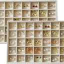 Large Velvet Jewelry Tray 2 Pack Stackable Jewelry Display Drawer Inserts Trays Organizer for Earring Bracelet Necklace Ring (Beige, 35 Grids)