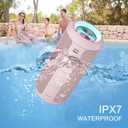 Ortizan Portable Bluetooth Speakers, IPX7 Waterproof Wireless Speaker with 24W Loud Stereo Sound, Deep Bass, Bluetooth 5.3, RGB Lights, Dual Pairing, 30H Playtime for Home, Outdoor, Party, Pink