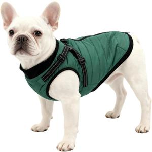 Dog Winter Coat with Hurns Built in, Dog Winter Jacket for Small, Medium, and Large Dogs, Water-Resistant?Windproof - Green - S
