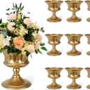Gold Vases for Wedding Centerpieces, Set of 10 Metal Vase Small Table Centerpiece Flower Stands Wedding Arrangement for Wedding Reception Home Floral Decor Anniversary
