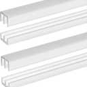 Landical 2 Sets 4FT Sliding Door Track for 1/8" Thick Panels Closet Glass Doors Plastic Cabinet Window Sliding Track (White)