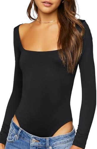 Forever 21 Women's Long-sleeve Bodysuit, Extra Large, Black 