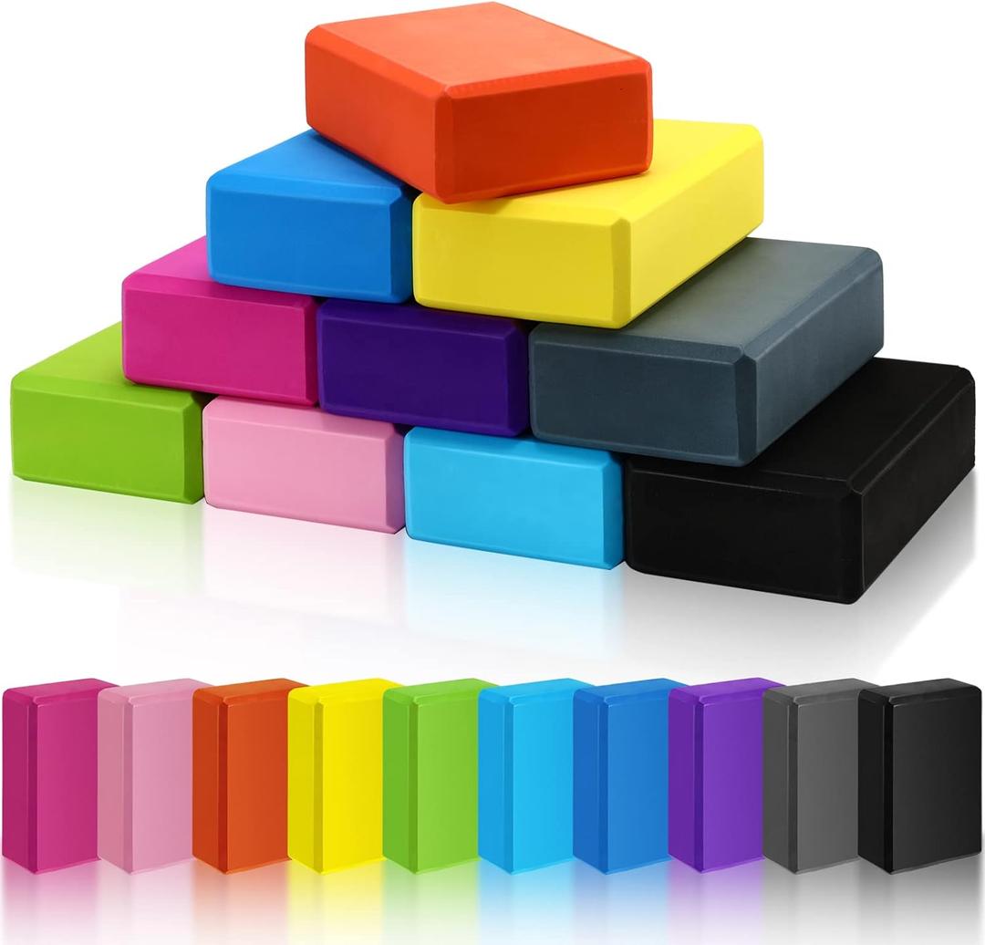 10 Pcs Foam EVA Yoga Blocks Lightweight Non Slip Supportive Yoga Bricks for Pilates Stretching and Meditation, Women Men Yogi Beginners (120g, Mixed Colors)