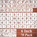 6 Inch Alphabet Letter Stencils for Painting - 70 Pack Old English Letter and Number Stencil Templates with Signs for Painting on Wood, Reusable Letters Stencils for Chalkboard Wood Signs & Wall Art