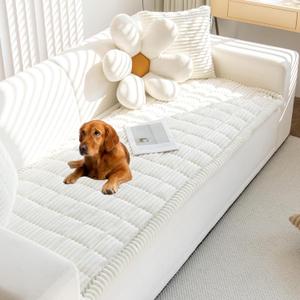 Mivnue Pet Couch Cover, Couch Covers for Dogs, Washable Dog Sofa Covers Couch Protector, Fuzzy Non Slip Couch Slipcover Pet Friendly (27.6" x 59.1", White)