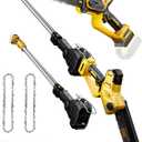 DeForce 2-in-1 Cordless Electric Pole Saw, for DeWalt 20V Max Battery, Brushless 8" Mini Chainsaw for Tree Trimming, Battery Powered Pole Saw, 16 ft Max Reach, with Extension Pole(Bare Tool Only) (Yellow)