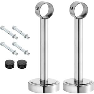 uxcell 2Set Ceiling Mount Bracket Fit 1.26inch Pipe, Stainless Steel Curtain Rod Holder Closet Rod Holders for Wardrobe Bathroom Curtain Pipe, 7.87inch Length