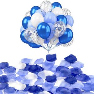 1200PCS Artificial Flower Petals & 20PCS Balloons Set for him boyfriend husband, Valentine's Day, Birthday, Party, Graduations, Balloons Kit (Royal Blue,Sky Blue, White)