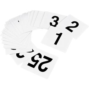 New Star Foodservice 23114 1-25 Double Sided Table Numbers, 4" x 4" Inch, White