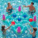 ECHTPower 2-in-1 Giant Tic Tac Toe Game & Cross Ring Toss Games - Pool Toys Games Set, Inflatable Outdoor Yard Games for Kids Adults Family, with 10 Balls for Adults Teens Kids 2-10 Players