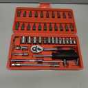 Egofine 46 Pieces 1/4 inch Drive Socket Ratchet Wrench Set, with Bit Socket Set Metric and Extension Bar for Auto Repairing and Household, with Storage Case