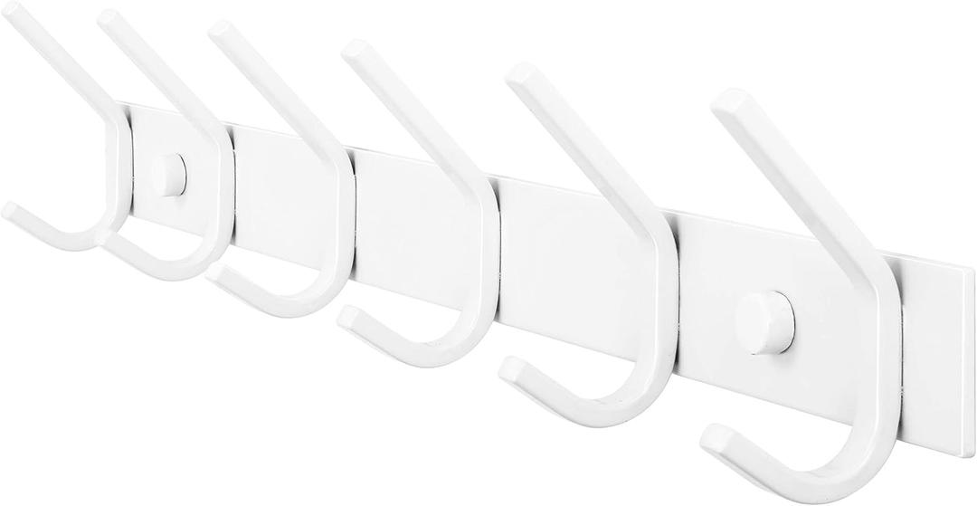WEBI Coat Rack Wall Mount,Coat Hooks Wall Mounted, Coat Hanger Wall Hook Rack, 6 Hooks for Hanging Coats, Jacket, Hats, Clothes, White