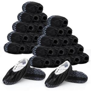 Giantree 300 Pack Disposable Shoe Covers, Non-Slip Non-Woven Fabric Boot Covers for Indoors Breathable Durable Large Boot & Shoe Cover Protector Cover Fits Up to Size 13 US Men, Black