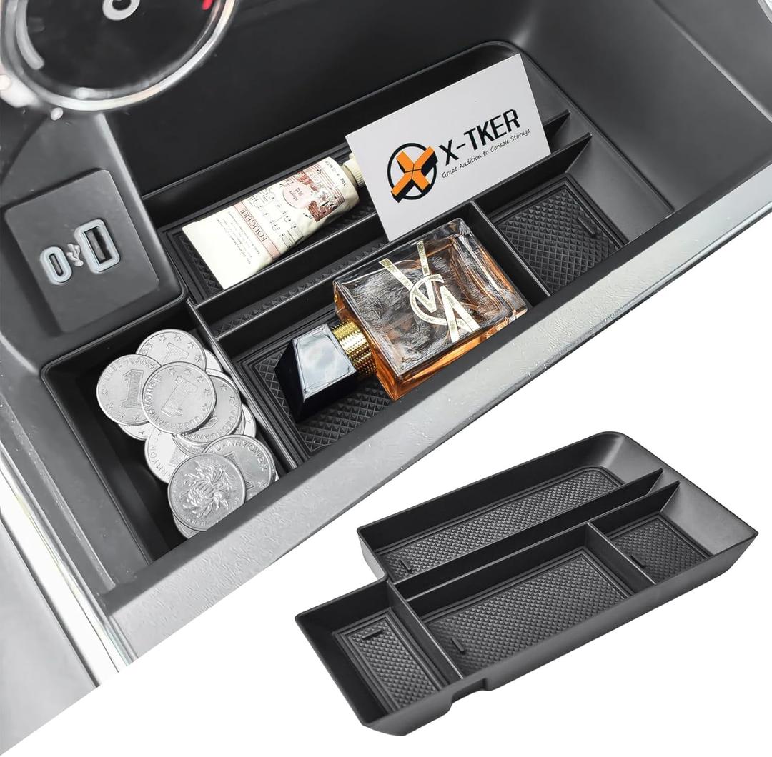 Center Console Organizer Tray Compatible with Ford F150 2021-2025 2026 & Lightning XLT 2022 2023 2024 Truck Accessories  ABS Insert Storage Box Front Console Open Pocket Drop-in Compartment
