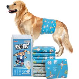 Dono Dog Diapers Male 40ct, Widened Disposable Male Dog Wraps, Super Absorbent Doggie Belly Bands with Wetness Indicator, Leak-Proof Puppy Pampers for Incontinence Excitable Urination, Large (Large (25-32inch))