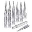14x1.5 Spike Wheel Lug Nuts, 24pcs M14x1.5 Closed End Spike Lug Nut for Silverado 1500 Sierra 1500 F150, Chrome Conical Bulge Seat with 1 Socket Key