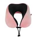 Memory Foam Travel Pillow, Neck Pillow with 360-Degree Head Support, Comfortable and Lightweight, Ideal for Sleeping on Airplane, Car, Train, Bus and Home Use, Comes with Storage Bag (Pink)