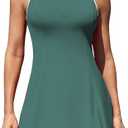 ATTRACO Tennis Dress Tennis Golf Dresses with Built in Shorts and Pockets Polo Collar Zipper Athletic Dresses, Pack of 2, Size Large 