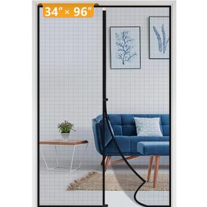Yotache Magnetic Screen Door Fits Door Size 34 x 96, Screen Size 36" x 97" Reinforced Fiberglass Net Curtain for Walk Through Door Black