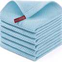 Homaxy 100% Cotton Waffle Weave Kitchen Dish Cloths, Ultra Soft Absorbent Quick Drying Dish Towels, 12 x 12 Inches, 6-Pack, Sky Blue