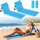 Vicenpal Foldable Beach Lounge Chairs Portable Lightweight Beach Mat Lounger Chairs with Back Support Pool Seat for Sunbathing Sand Tanning Outdoor Poolside Camping Picnic Lawn(Blue,2 Pack)