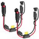2-Pack 1FT SAE Extension Cord Compatible with NOCO Genius Smart Battery Chargers, 14AWG Heavy Duty SAE Connector Cable, 20A Fuse Waterproof Plug for Motorcycle/ATV/UTV/Auto, Tool-Free