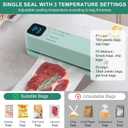 Mini Vacuum Sealer for Food, 3 in 1 Cordless Rechargeable Food Sealer,With 15 Small Bags, For DryMoist Food Storage, Heat Sealer for Chip Bags, Inflation Pump for Balls, Swim Ring, Green