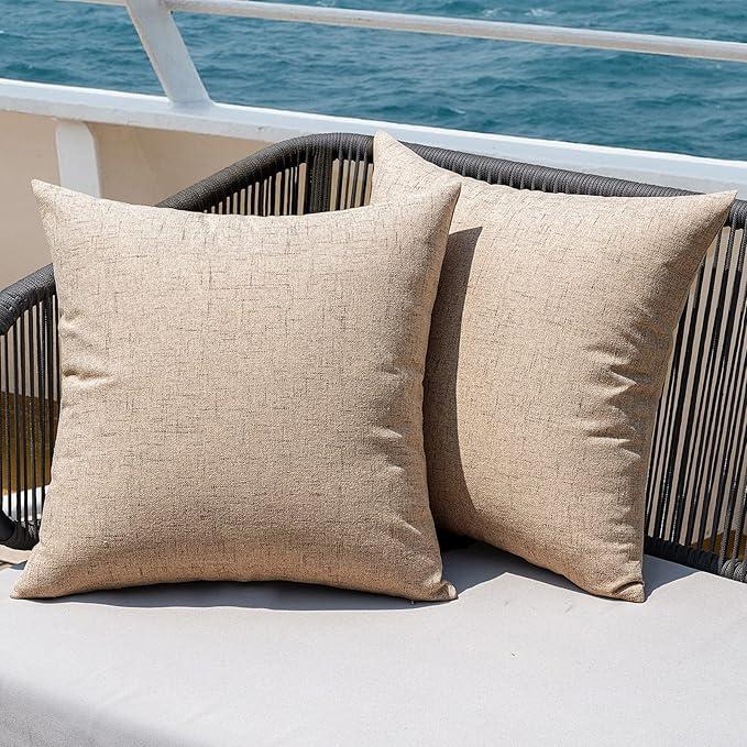 MIULEE Pack of 2 Outdoor Throw Pillow Covers Waterproof Decorative Soft Pillowcases Linen Farmhouse Square Cushion Shams for Patio Balcony Couch Garden 18x18 InchBlue MIULEE Pack of 2 Outdoor Throw Pillow Covers Waterproof Decorative Soft Pillowcases Linen Farmhouse Square Cushion Shams for Patio Balcony Couch Garden 18x18 InchBlue