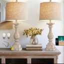 BOBOMOMO 27" Farmhouse 3-Way Dimmable Touch Control Table Lamp Set of 1 with USB A &USB C Charging Ports for Bedroom Living Room Vintage Rustic Traditional Nightstand Bedside Lamps (1 Bulb Included)