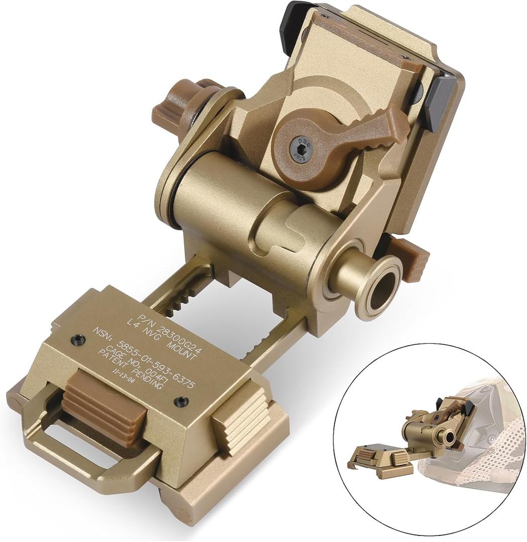 PVS15/18 Night Vision Goggles Helmet Mount for L4G24 NVG Metal Helmet Mount, Rhino Adjustable Full Metal Aluminum Helmet Mount (Gold)