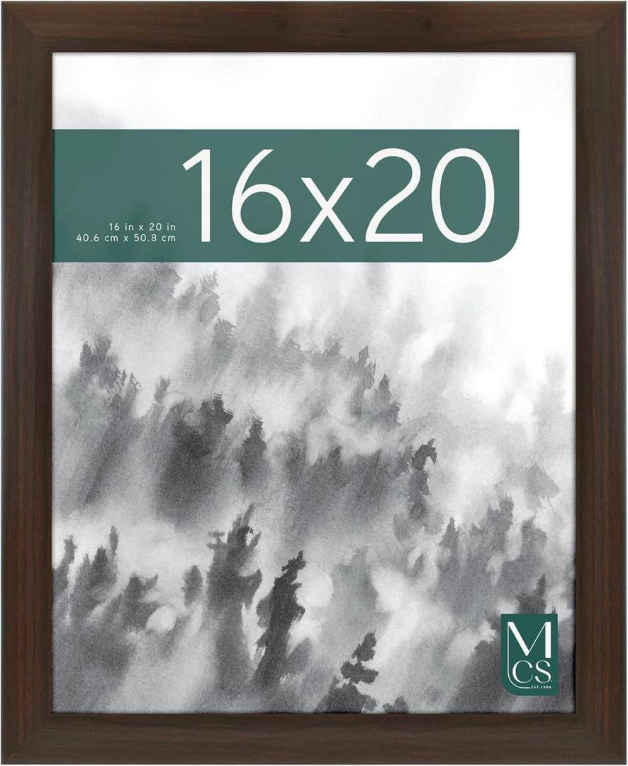 MCS Museum Poster Frame 16x20 Espresso Woodgrain, Vertical & Horizontal Wall Hanging Large Picture Frame for Photos, Posters & Art Prints (1-Pack)