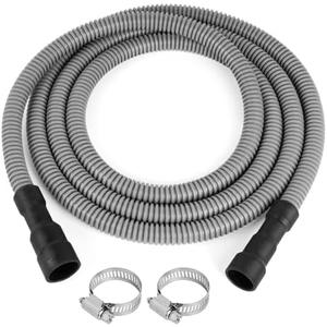 JUWO 10 FT Dishwasher Drain Hose, Corrugated and Flexible Dishwasher Hose Drain Replacement Dishwasher End